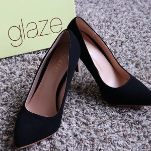 Glaze Black Suede Women's High heel Size 6 1/2